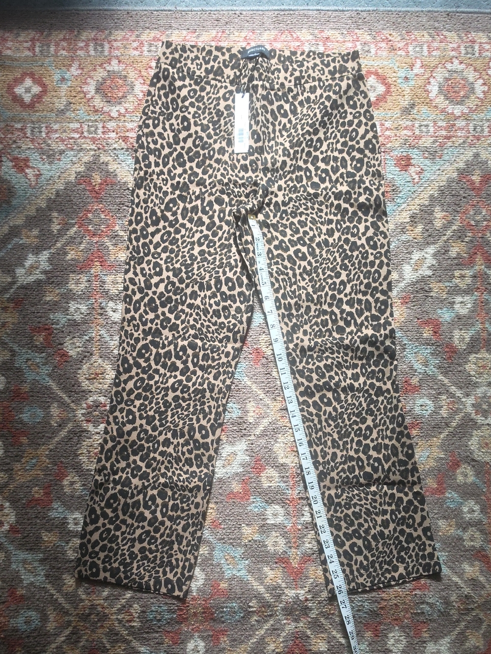 Sanctuary Leopard Print Straight-Leg Pants - Black & Brown Womens Medium 2